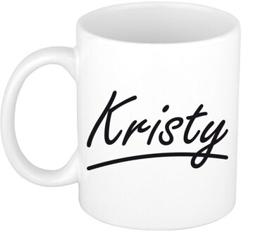 Bellatio Decorations Kristy Naam koffiemok - beker - met sierlijke letters - wit - 300 ml - Cadeau - Dames