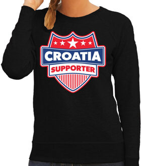 Bellatio Decorations Kroatie / Croatia schild supporter sweater zwart voor dames 2XL