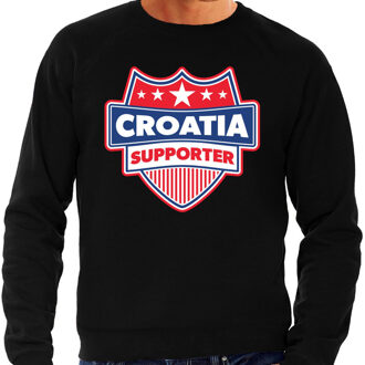 Bellatio Decorations Kroatie / Croatia schild supporter sweater zwart voor heren 2XL