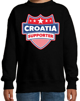 Bellatio Decorations Kroatie  / Croatia schild supporter sweater zwart voor k 12-13 jaar (152/164)