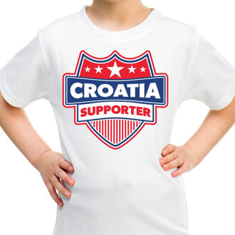 Bellatio Decorations Kroatie / Croatia schild supporter  t-shirt wit voor kinderen XS (110-116)