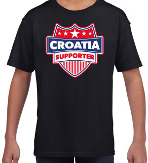 Bellatio Decorations Kroatie / Croatia schild supporter  t-shirt zwart voor kinderen L (146-152)