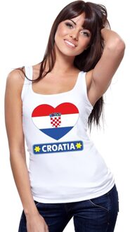 Bellatio Decorations Kroatie hart vlag singlet shirt/ tanktop wit dames
