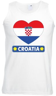 Bellatio Decorations Kroatie hart vlag singlet shirt/ tanktop wit heren 2XL