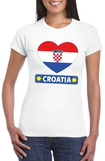 Bellatio Decorations Kroatie hart vlag t-shirt wit dames 2XL