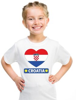 Bellatio Decorations Kroatie hart vlag t-shirt wit jongens en meisjes