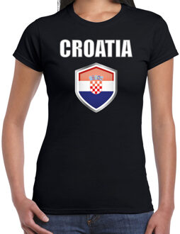 Bellatio Decorations Kroatie landen t-shirt zwart dames - Kroatische landen shirt / kleding - EK / WK / Olympische spelen Croatia outfit 2XL