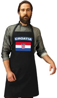 Bellatio Decorations Kroatie vlag barbecueschort/ keukenschort zwart volwassenen