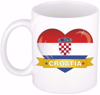 Bellatio Decorations Kroatische vlag hart mok type 2 / beker 300 ml