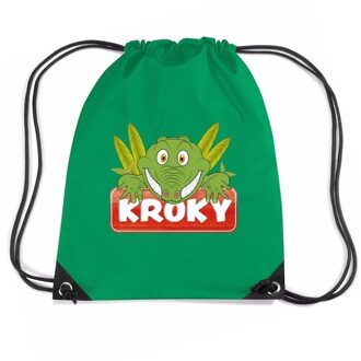 Bellatio Decorations Kroky de Krokodil trekkoord rugzak / gymtas groen voor kinderen - Gymtasje - zwemtasje Blauw