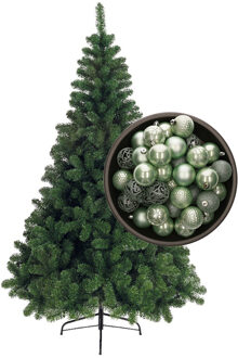 Bellatio Decorations kunst kerstboom 120 cm met kerstballen mintgroen - Kunstkerstboom