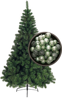 Bellatio Decorations kunst kerstboom 180 cm met kerstballen mintgroen - Kunstkerstboom