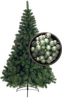 Bellatio Decorations kunst kerstboom 210 cm met kerstballen mintgroen - Kunstkerstboom
