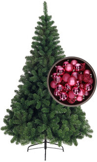 Bellatio Decorations kunst kerstboom 240 cm met kerstballen fuchsia roze