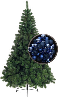 Bellatio Decorations kunst kerstboom 240 cm met kerstballen kobalt blauw - Kunstkerstboom Groen