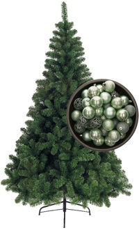 Bellatio Decorations kunst kerstboom 240 cm met kerstballen mintgroen - Kunstkerstboom