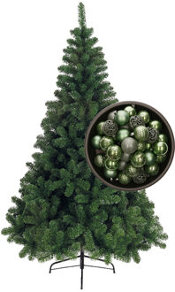 Bellatio Decorations kunst kerstboom 240 cm met kerstballen salie groen