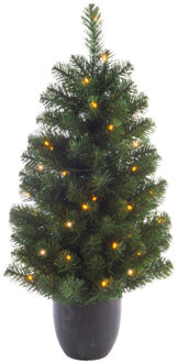 Bellatio Decorations Kunst kerstboom - groen - H120 cm - met verlichting - kunstboom