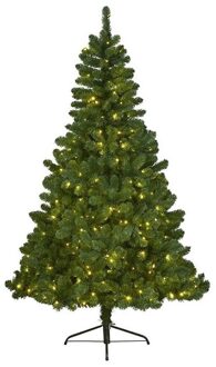 Bellatio Decorations Kunst kerstboom - groen - H210 cm - met verlichting - kunstboom