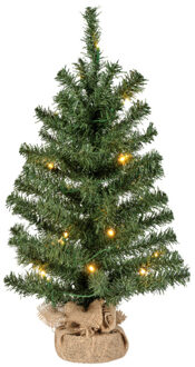 Bellatio Decorations kunst kerstboom - H60 cm - met kerstverlichting - kunstboom Groen