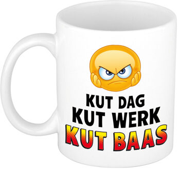 Bellatio Decorations Kut dag kut werk kut baas - koffiemok - cadeau beker - wit - collega
