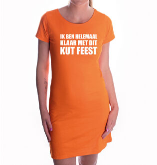 Bellatio Decorations Kut feest fun tekst jurkje oranje dames