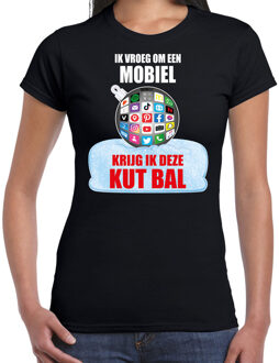 Bellatio Decorations Kut Kerstbal shirt / Kerst outfit Ik vroeg om een mobiel krijg ik deze kut bal zwart voor dames