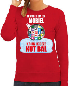 Bellatio Decorations Kut Kerstbal sweater / Kersttrui Ik vroeg om een mobiel krijg ik deze kut bal rood voor dames - Kerstkleding / Christmas outfit 2XL