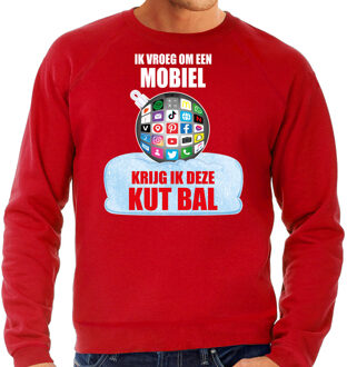 Bellatio Decorations Kut Kerstbal sweater / Kersttrui Ik vroeg om een mobiel krijg ik deze kut bal rood voor heren - Kerstkleding / Christmas outfit 2XL