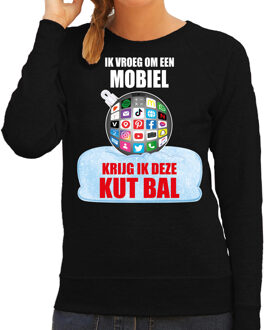 Bellatio Decorations Kut Kerstbal sweater / Kersttrui Ik vroeg om een mobiel krijg ik deze kut bal zwart voor dames - Kerstkleding / Christmas outfit 2XL