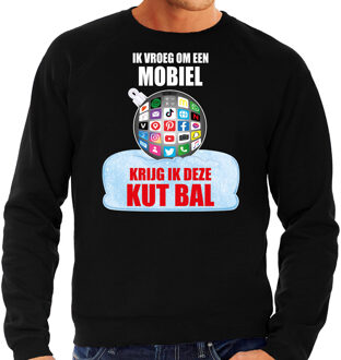 Bellatio Decorations Kut Kerstbal sweater / Kersttrui Ik vroeg om een mobiel krijg ik deze kut bal zwart voor heren - Kerstkleding / Christmas outfit 2XL