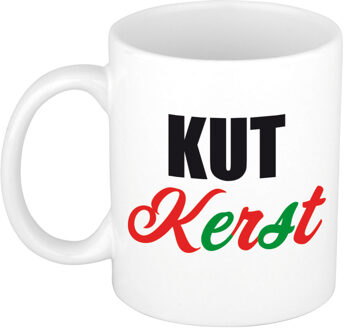 Bellatio Decorations Kutkerst koffiemok / theebeker Kerstmis 300 ml - Bekers Wit