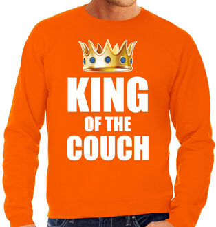 Bellatio Decorations KWoningsdag King of the couch sweater / trui voor thuisblijvers tijdens Koningsdag oranje heren 2XL - Feesttruien