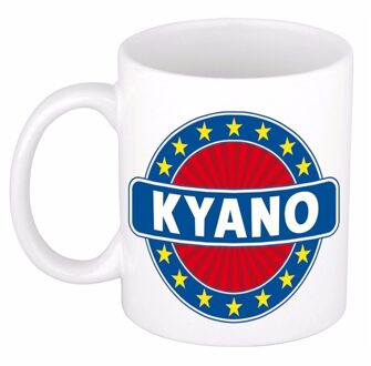 Bellatio Decorations Kyano voornaam koffiemok - beker - wit/blauw - 300 ml - Cadeau - Heren - Collega - Vaderdag