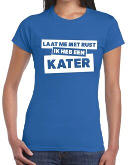 Bellatio Decorations Laat me met rust ik heb een kater tekst t-shirt blauw dames XL