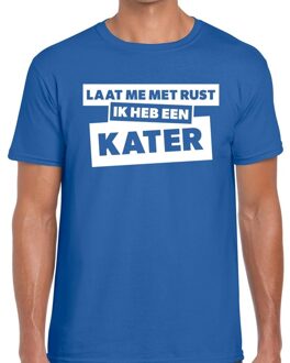 Bellatio Decorations Laat me met rust ik heb een kater tekst t-shirt blauw heren 2XL