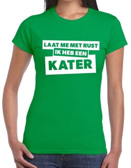 Bellatio Decorations Laat me met rust ik heb een kater tekst t-shirt groen dames 2XL