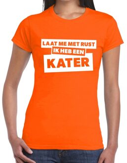 Bellatio Decorations Laat me met rust ik heb een kater tekst t-shirt oranje dames 2XL