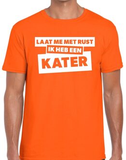 Bellatio Decorations Laat me met rust ik heb een kater tekst t-shirt oranje heren 2XL