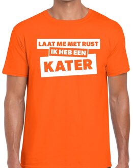 Bellatio Decorations Laat me met rust ik heb een kater tekst t-shirt oranje heren