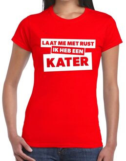 Bellatio Decorations Laat me met rust ik heb een kater tekst t-shirt rood dames 2XL