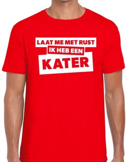 Bellatio Decorations Laat me met rust ik heb een kater tekst t-shirt rood heren