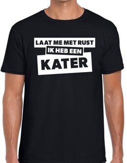 Bellatio Decorations Laat me met rust ik heb een kater tekst t-shirt zwart heren