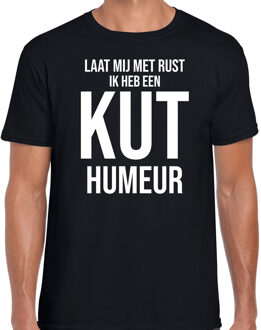 Bellatio Decorations Laat mij met rust ik heb een kut humeur fun tekst t-shirt / kleding zwart voor heren - foute fun tekst shirt / festival outfit XL