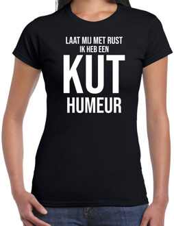 Bellatio Decorations Laat mij met rust ik heb een kut humeur fun tekst t-shirt zwart voor dames