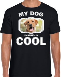 Bellatio Decorations Labrador retriever honden t-shirt my dog is serious cool zwart - heren - Labradors liefhebber cadeau shirt 2XL