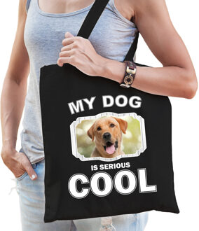 Bellatio Decorations Labrador retriever honden tasje zwart volwassenen en kinderen - my dog serious is cool kado boodscha