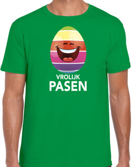 Bellatio Decorations Lachend Paasei vrolijk Pasen t-shirt / shirt - groen - heren - Paas kleding / outfit XL