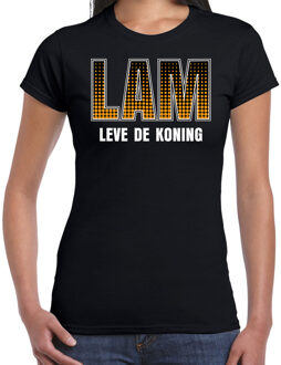 Bellatio Decorations Lam leve de de Koning / Koningsdag t-shirt / shirt zwart voor dames - Kingsday shirt / kleding / outfit XL
