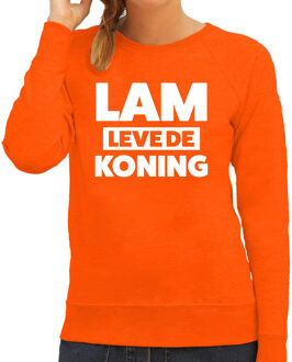 Bellatio Decorations Lam leve de koning sweater oranje voor dames - Koningsdag truien 2XL - Feesttruien